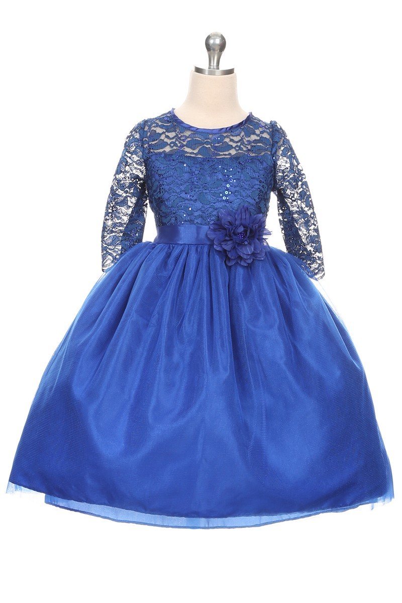 Royal Blue Strech Lace Tulle Flower Girl Dress Royal Blue Strech Lace Tulle Flower Girl Dress